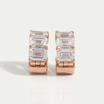 Lab Grown Emerald Cut Huggies Earrings