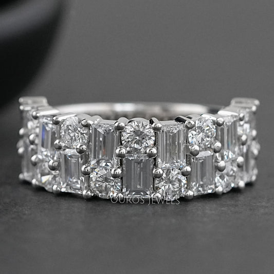 Baguette And Round Brilliant Cut Unisex Rings For Couples Ring