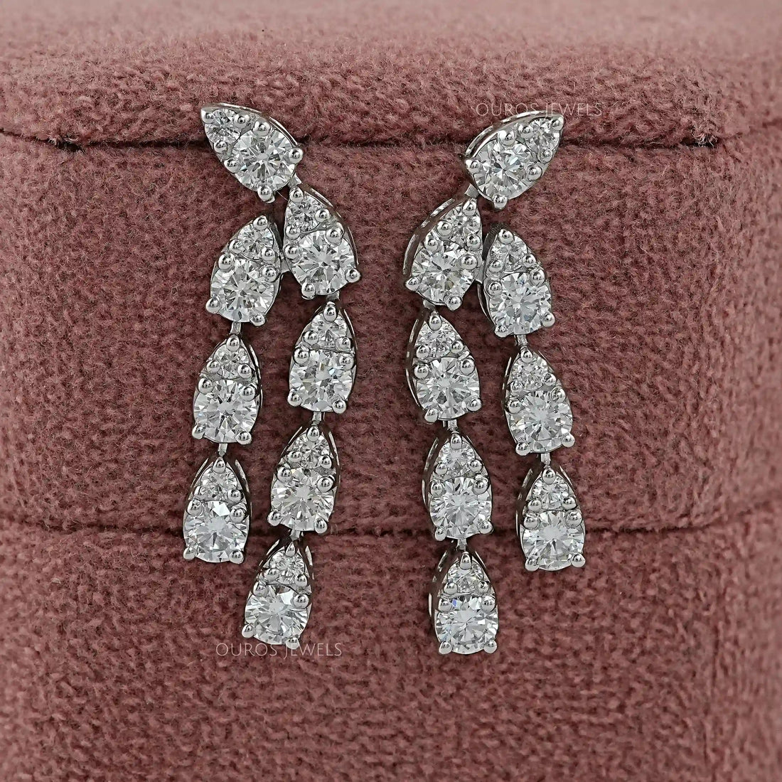 Round Cut Lab Diamond Curved Dangle Earring