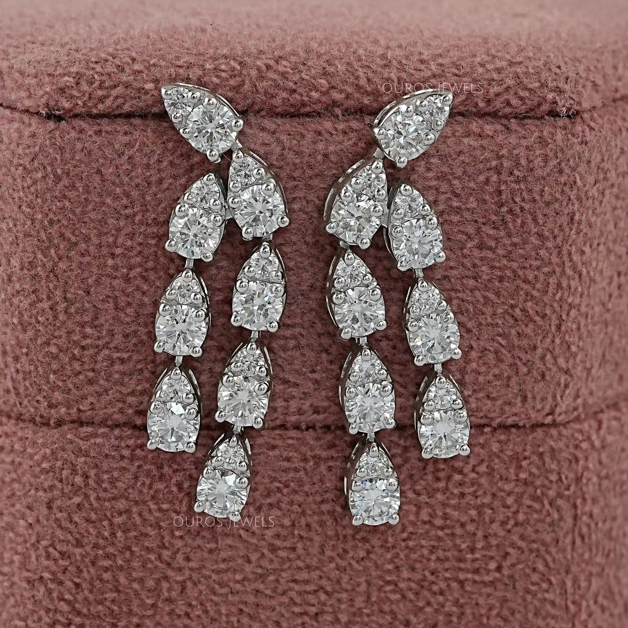 Round Cut Lab Diamond Curved Dangle Earring