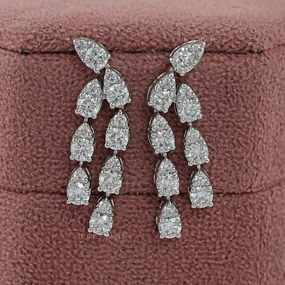 Round Cut Lab Diamond Curved Dangle Earring