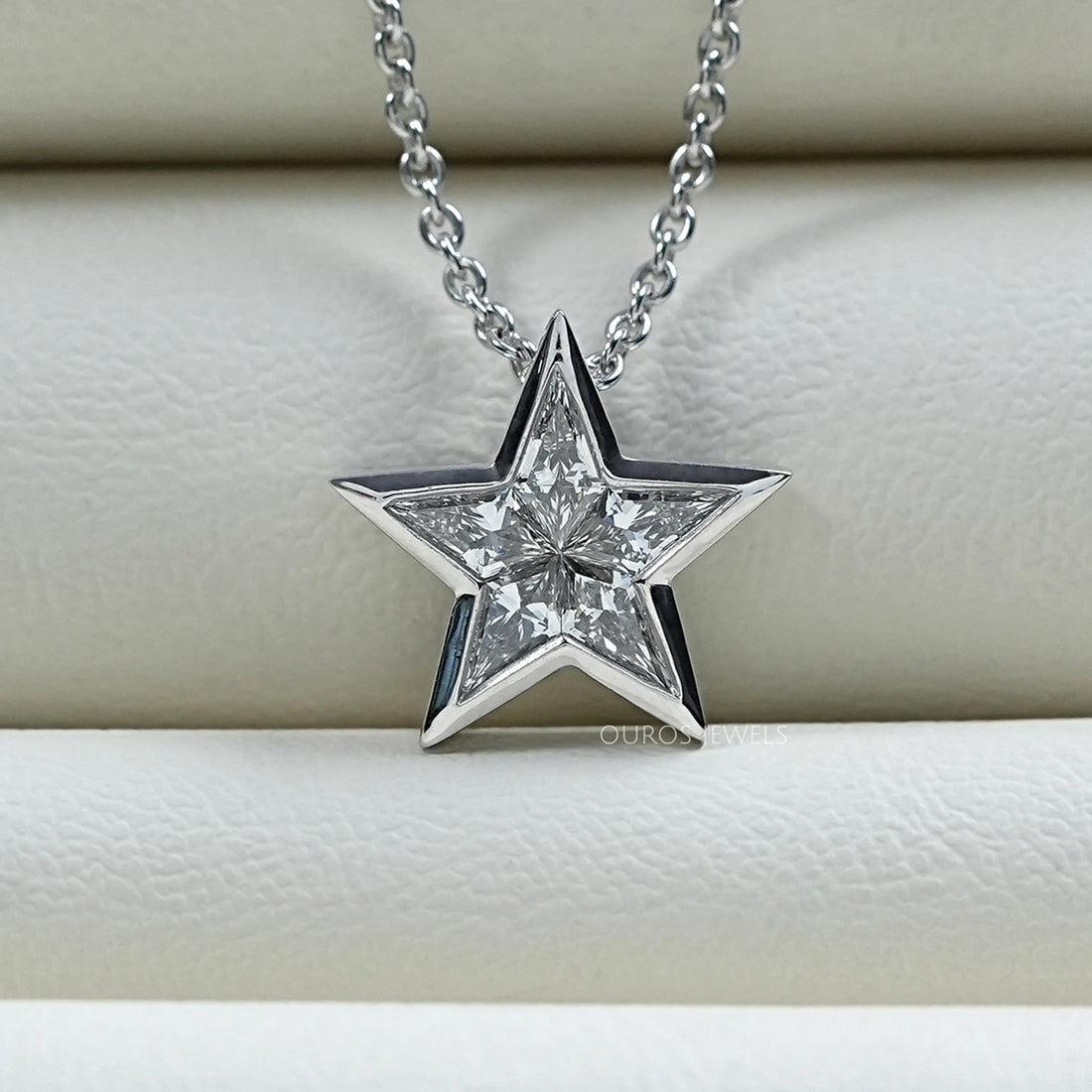 Pie Cut Diamond Star Shape Pendant Necklaces