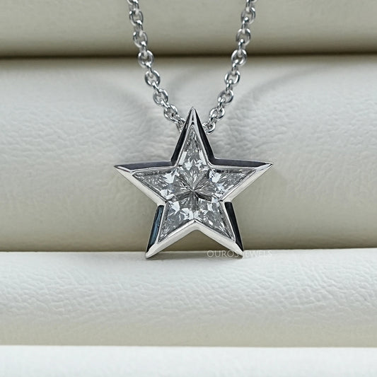 Pie Cut Diamond Star Shape Pendant Necklaces