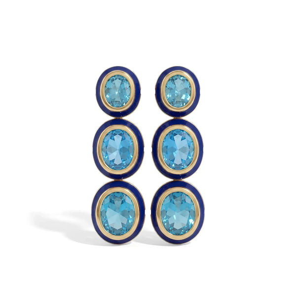 Blue Topaz Oval Gemstone Dangle Earrings
