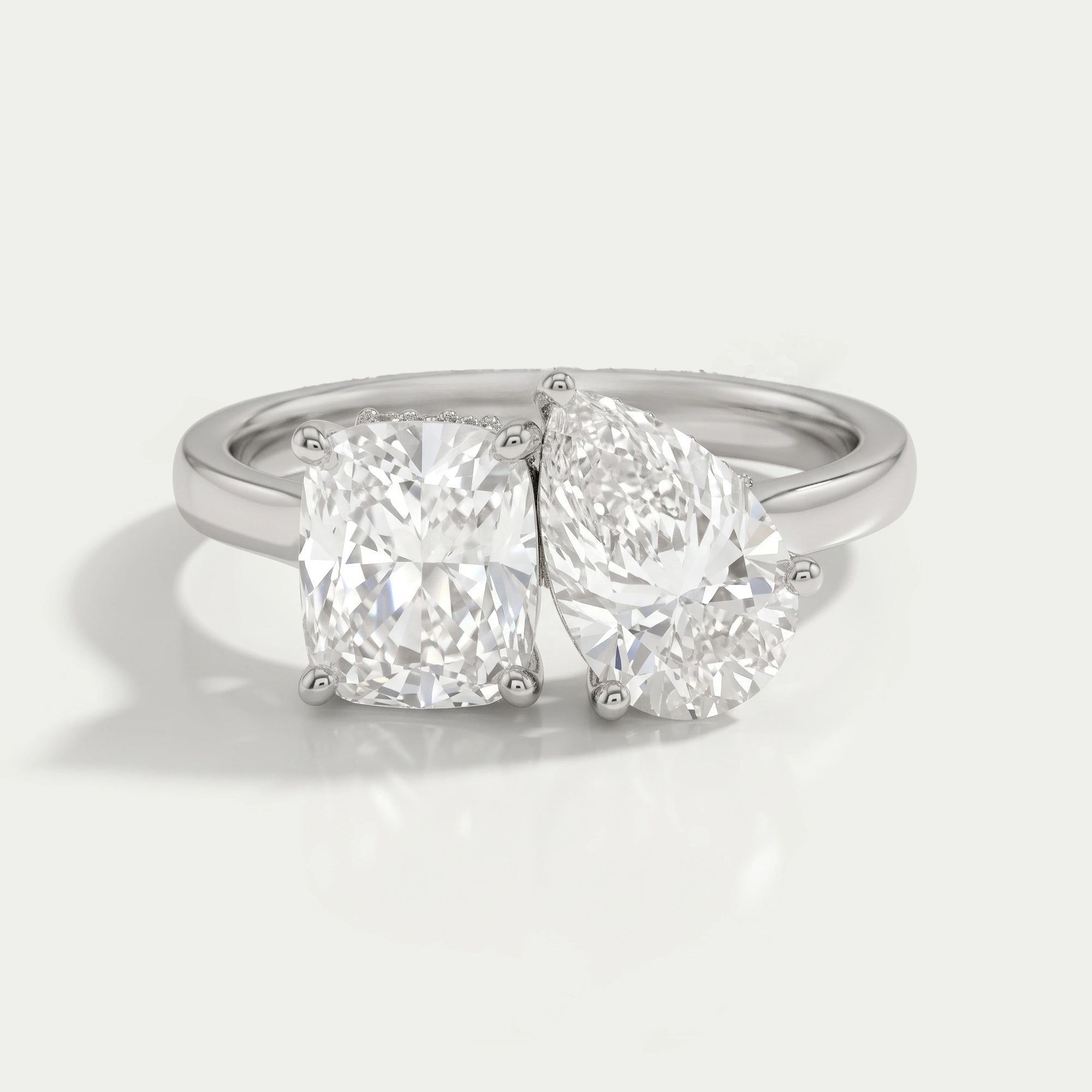 Pear And Cushion Cut Hidden Halo Toi Moi Ring