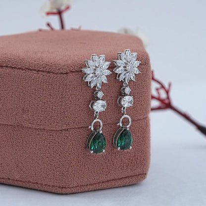 Drop Earring With Pear And Marquise Shape Diamond Earrings