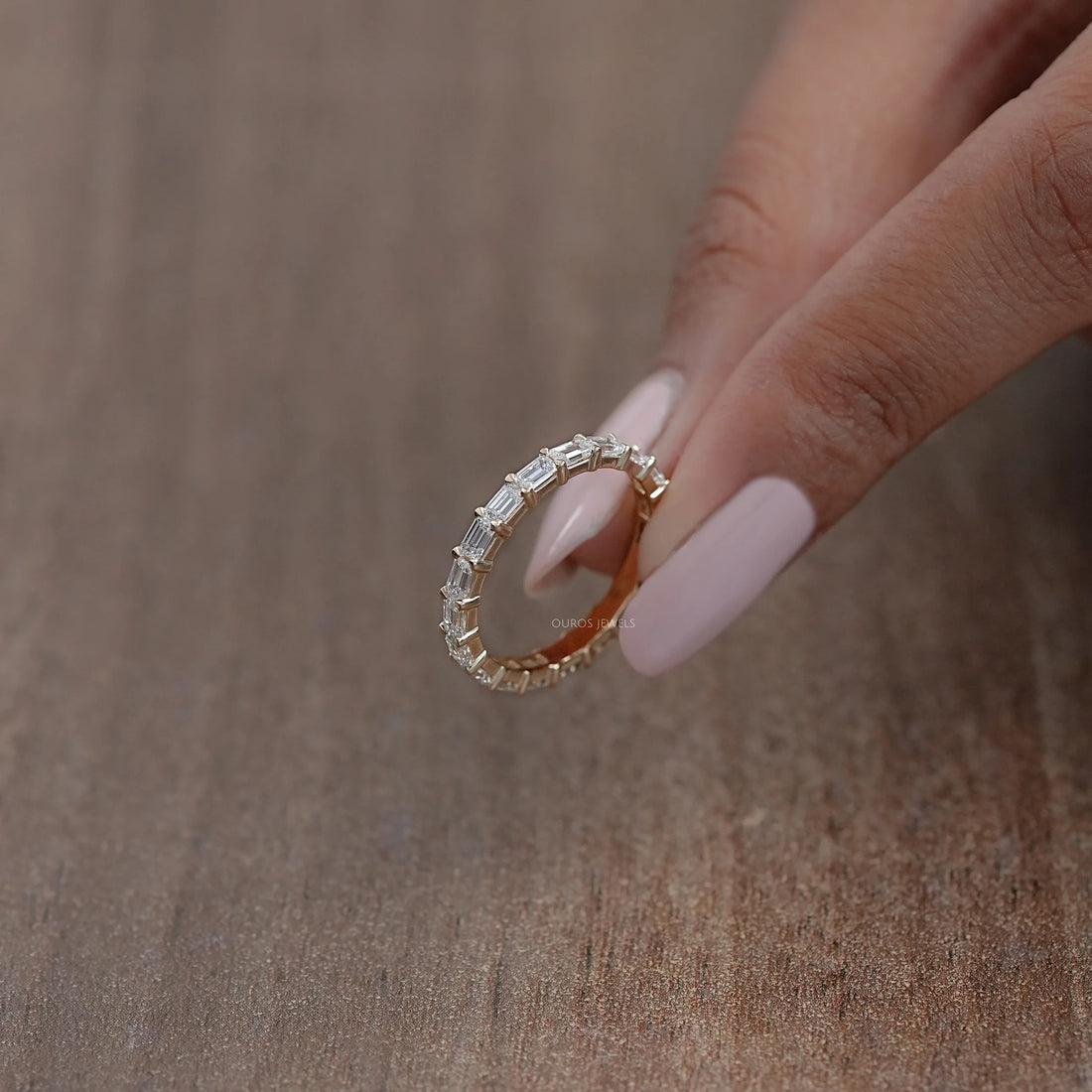 East West Emerald Lab Diamond Eternity Band Ring