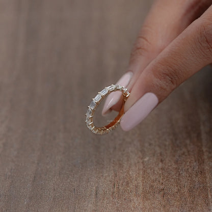 East West Emerald Lab Diamond Eternity Band Ring