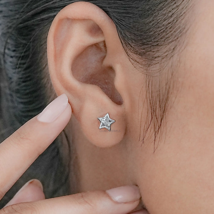 Bezel Set Star Cut Lab Diamond Stud