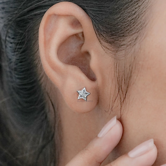 Bezel Set Star Cut Lab Diamond Stud