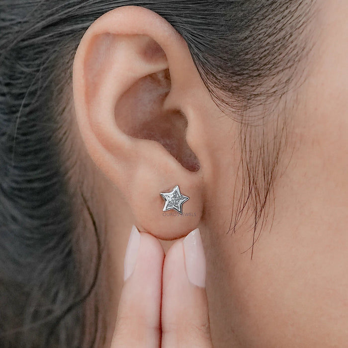 Bezel Set Star Cut Lab Diamond Stud