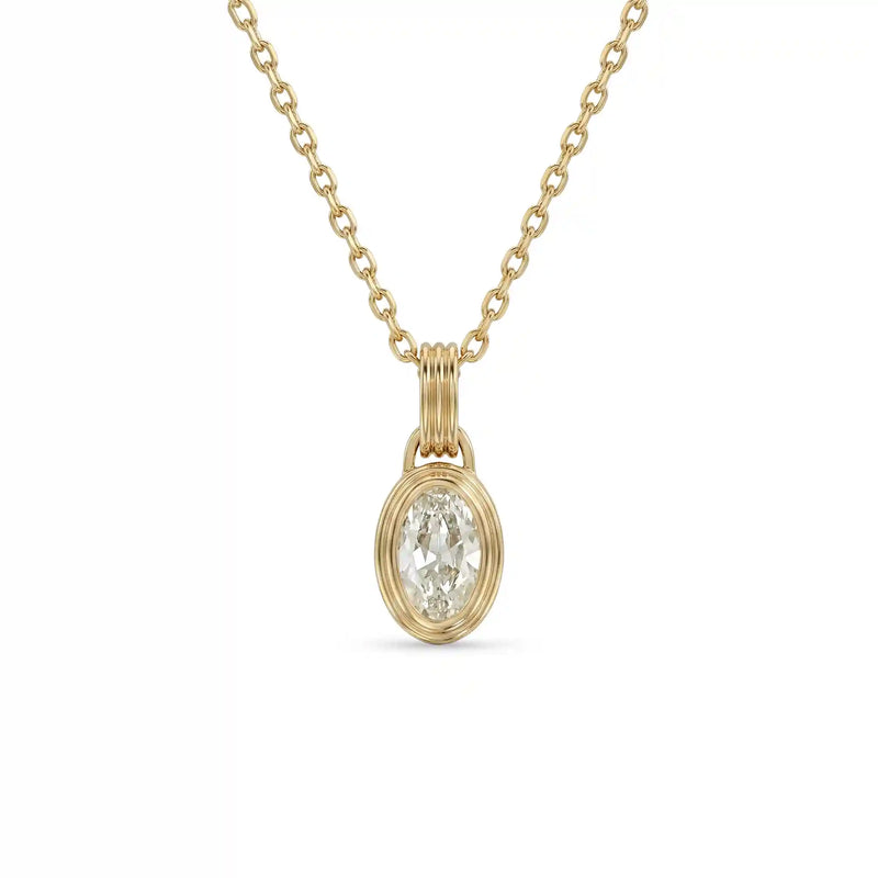 Old Mine Moval Lab Diamond Bezel Set Pendant