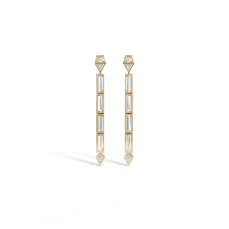 Multi Shape Lab Diamond Bezel Set Linear Drop Earrings