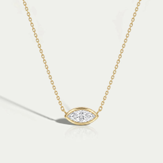 East West Marquise Diamond Solitaire Pendant Necklaces