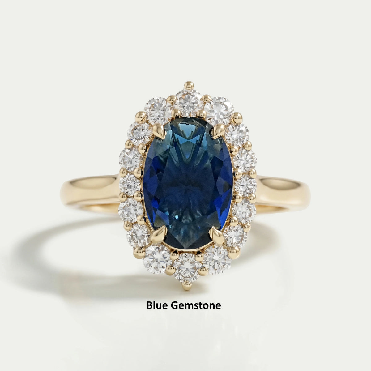Oval Gemstone Halo Engagement Ring Ring