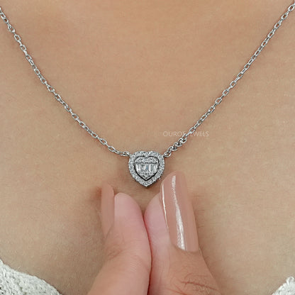 Heart Shape Cluster Lab Diamond Pendant Necklaces