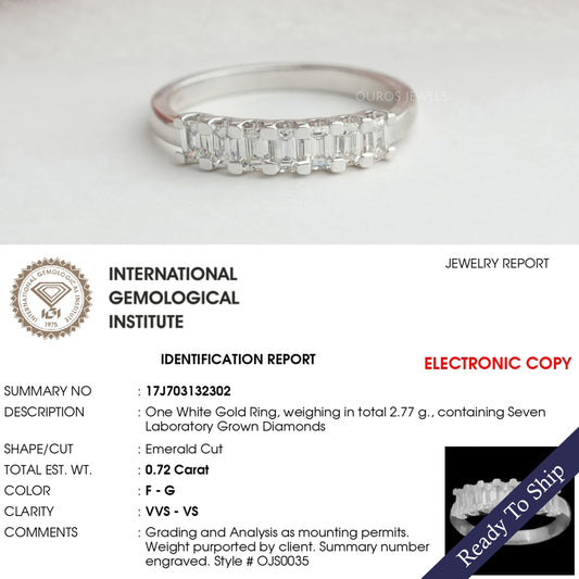 7 Stone Emerald Cut Wedding Band
