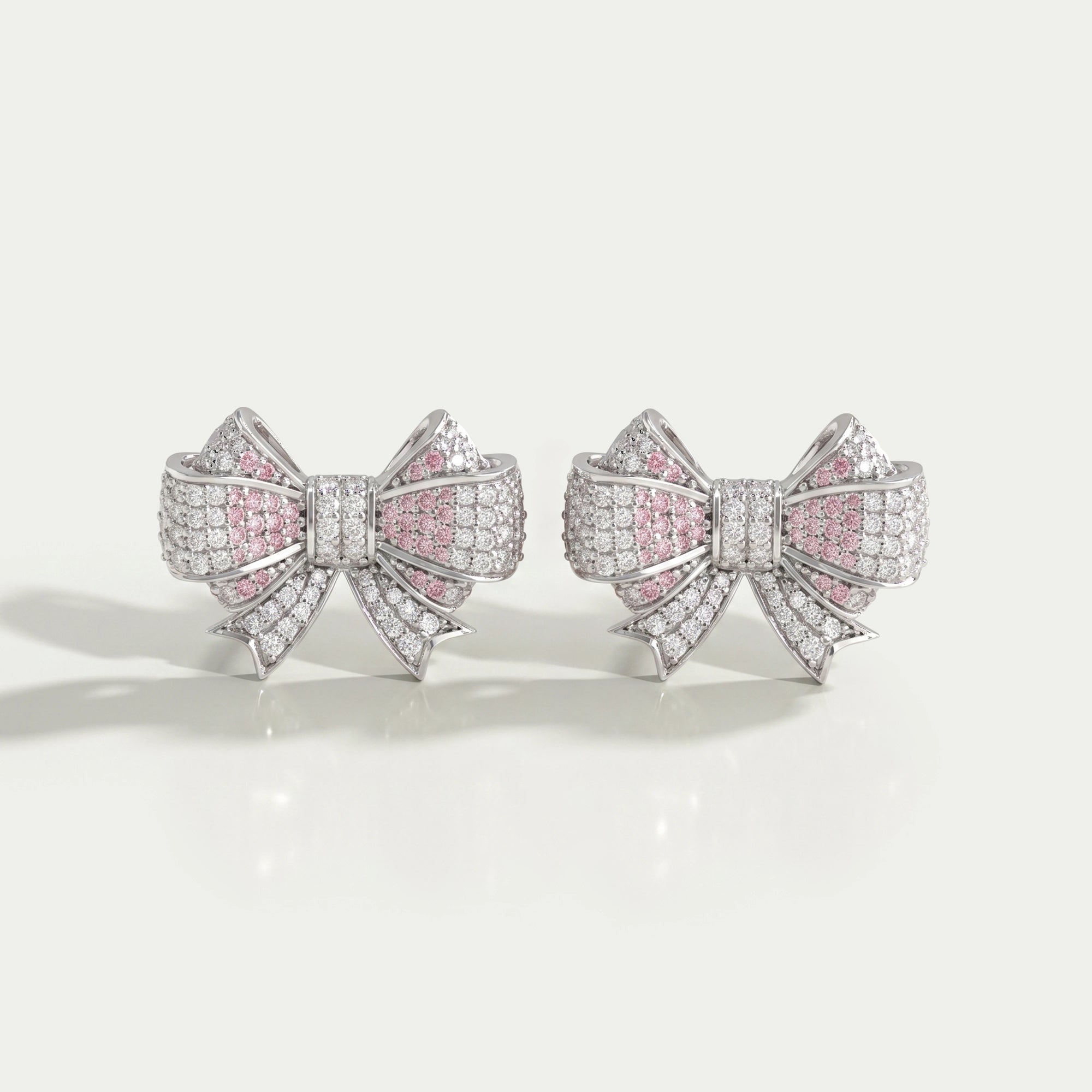 Round Lab Grown Diamond Accent Bow Earrings