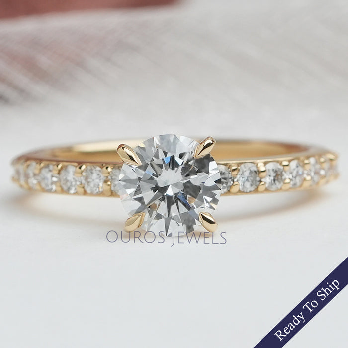 1 Carat Round Solitaire Diamond Accent Ring