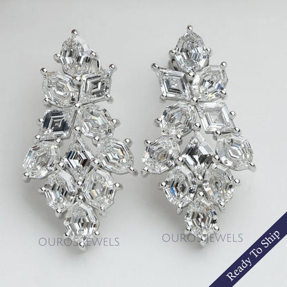 Step Cut Moval And Lonzenge Cut Lab Diamond Earrings Earrings