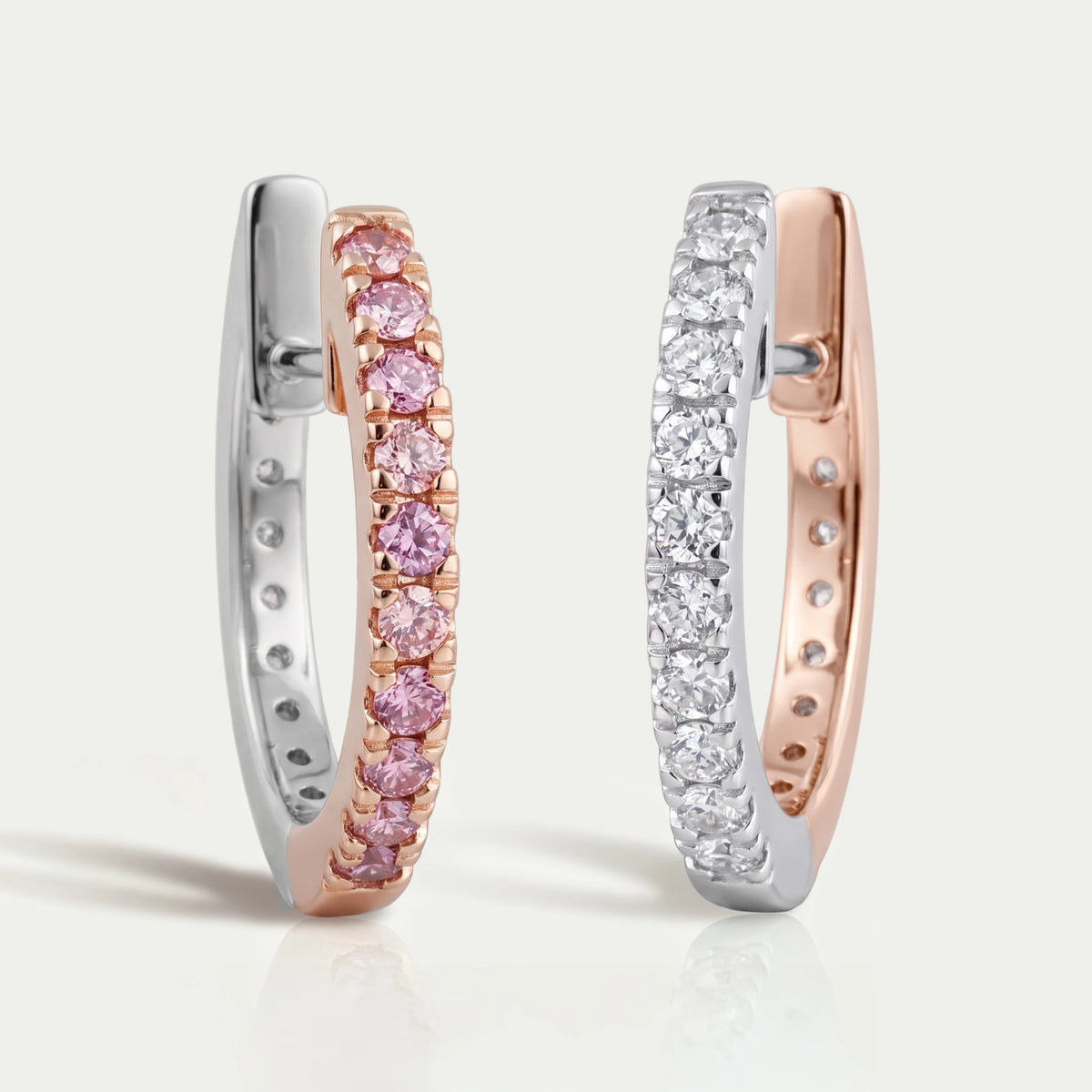 Fancy Colored Round Diamond Hoop Earrings