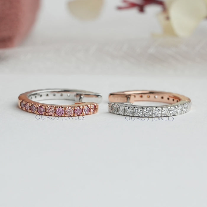 Fancy Colored Round Diamond Hoop Earrings