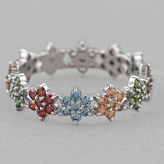 Round Colored Diamond Wedding Stackable Band Rings