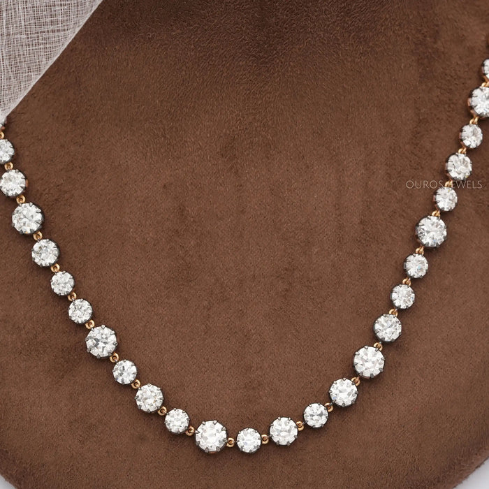 Old European Cut Round Diamond Tennis Necklace