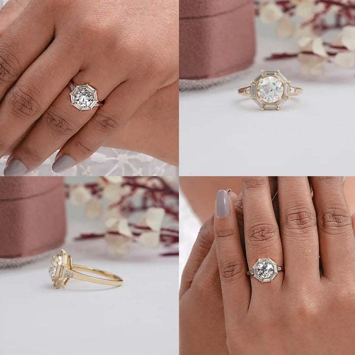Old European Round Cut Lab Grown Diamond Halo Ring