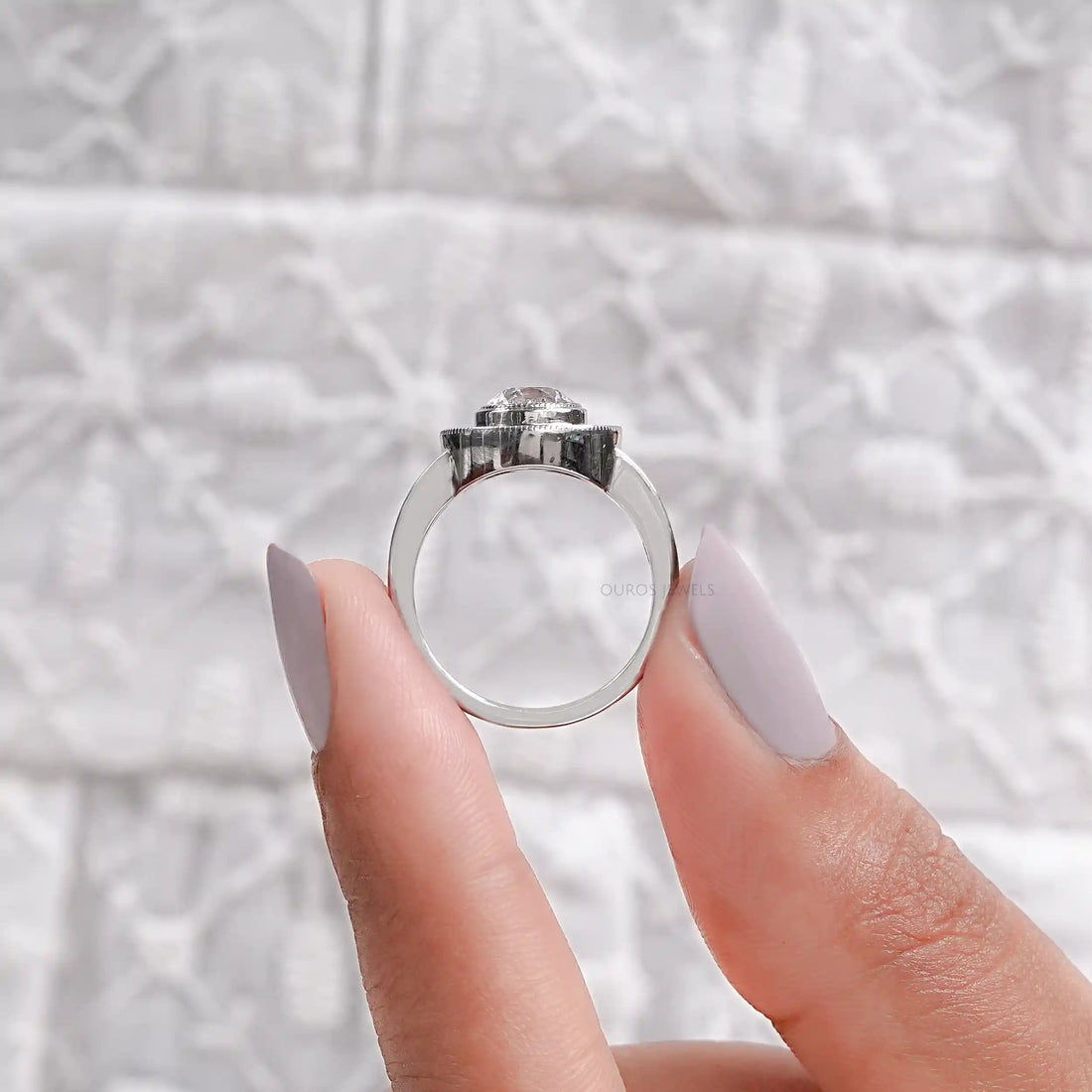 OEC Round Cut Lab Diamond Halo Engagement Ring Ring