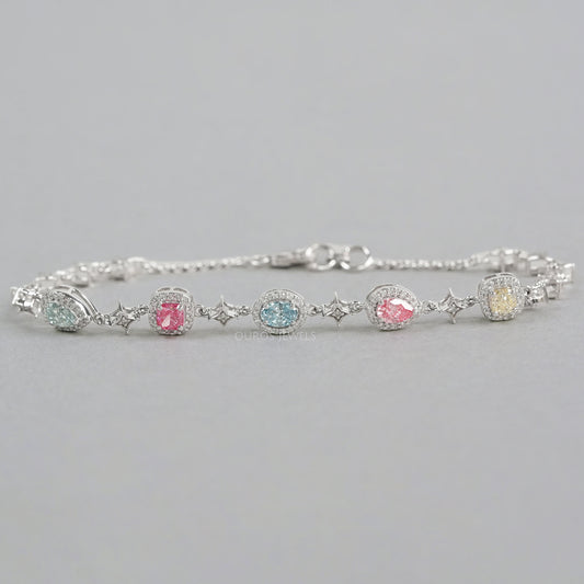 Color Diamond Halo Link Bracelet Bracelet