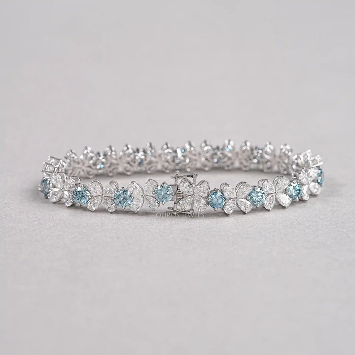 Pear-Shaped Flower Diamond Bracelet