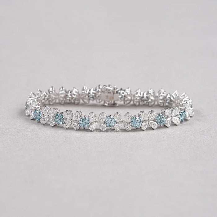 Pear-Shaped Flower Diamond Bracelet