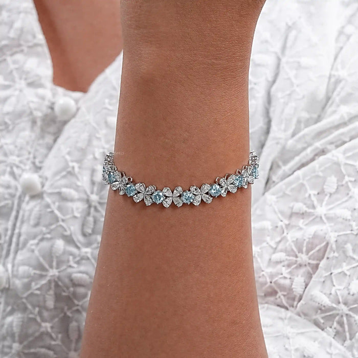 Pear-Shaped Flower Diamond Bracelet