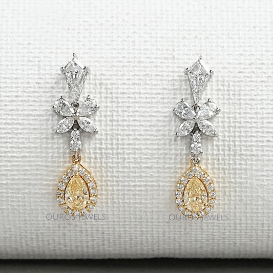Yellow Pear Diamond Dangle Earrings Earrings