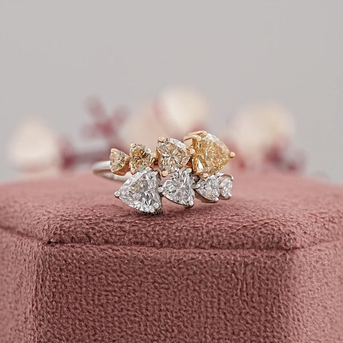 Fancy Yellow Heart Cut Lab Diamond Bypass Ring