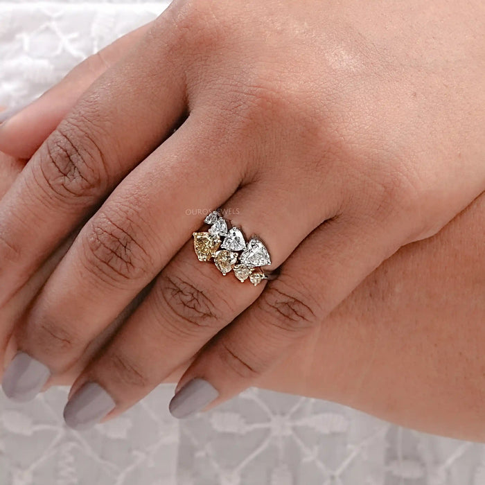 Fancy Yellow Heart Cut Lab Diamond Bypass Ring