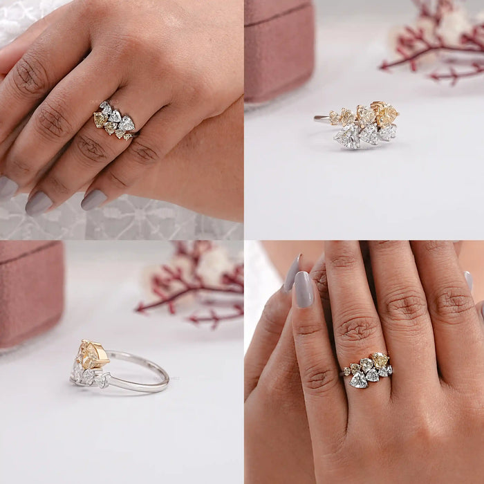 Fancy Yellow Heart Cut Lab Diamond Bypass Ring