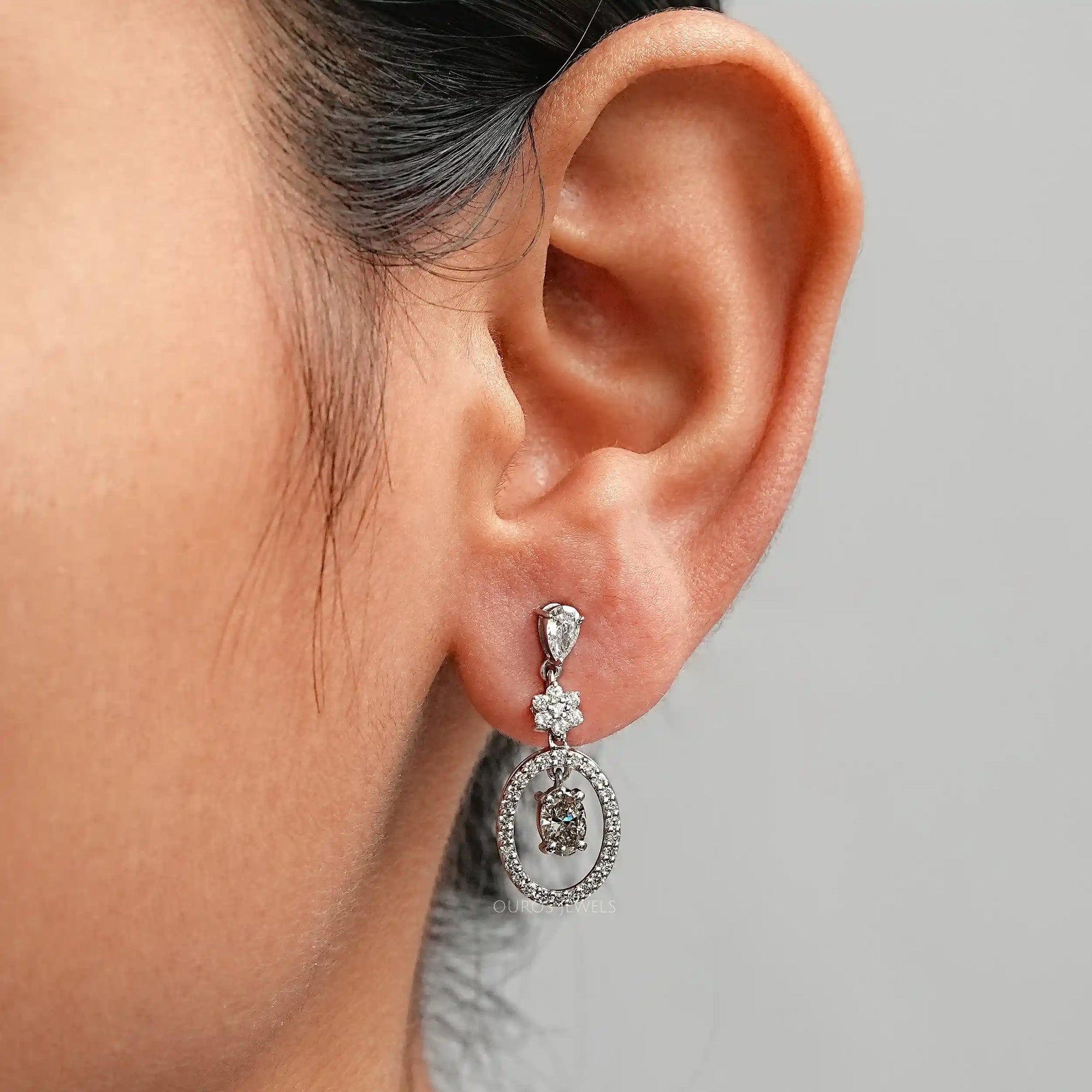 Olive Oval Lab Diamond Drop Earrings Earrings