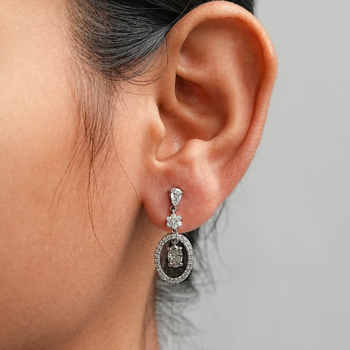 Olive Oval Lab Diamond Drop Earrings