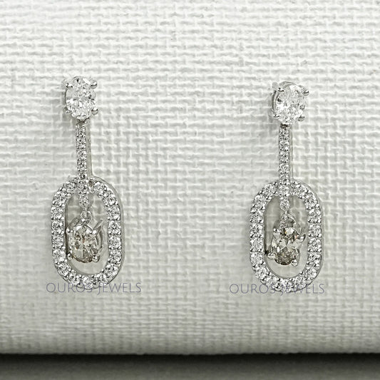 Elegant Oval Drop Earrings With Olive Oval-Cut Diamonds Earrings