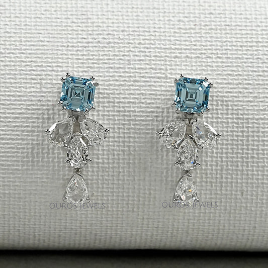 Aquamarine And Diamond Drop Earrings Earrings