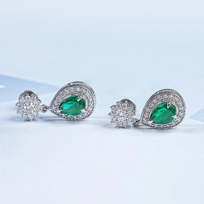 Pear Shape Emerald Drop Earrings
