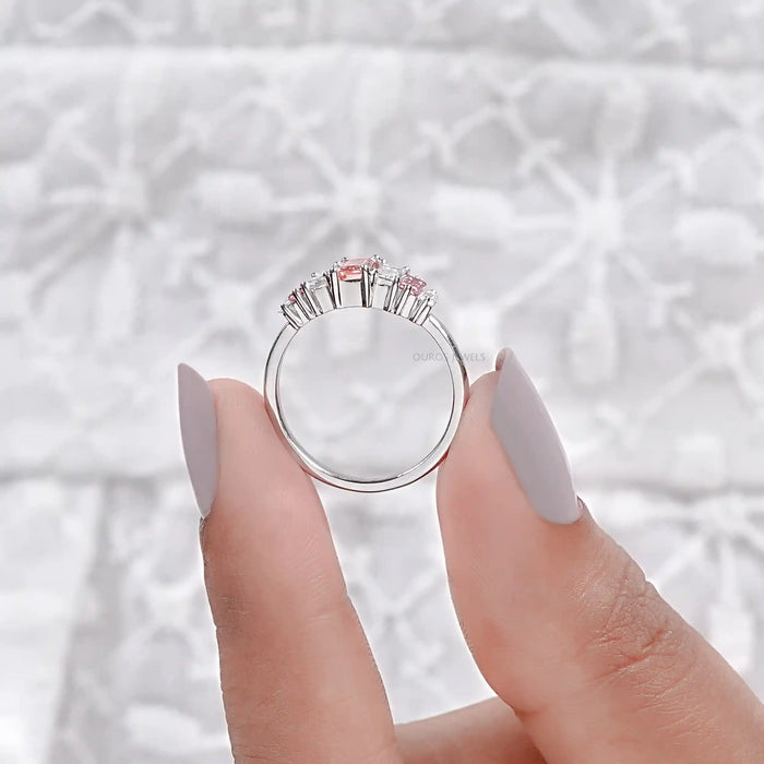 Fancy Pink Baguette Cut Lab Diamond Seven Stone Ring