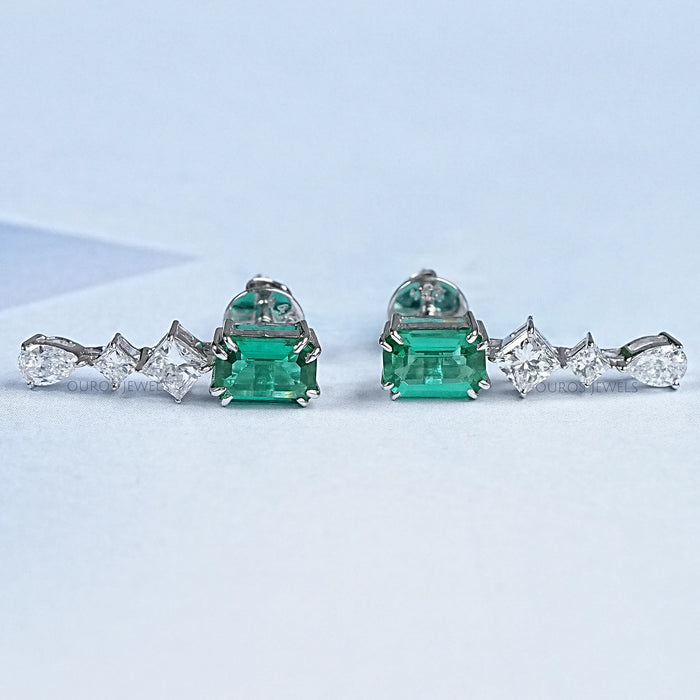 Gemstone  Emerald  Multi  Shape  Drop Earrings