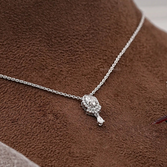 Olive Oval Lab Diamond Halo Pendant