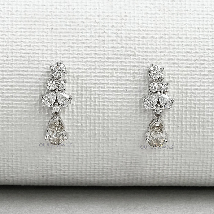 Olive Pear Lab Grown Diamond Drop Earrings  