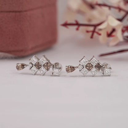 Brown Princess Lab Diamond Drop Earrings Earrings