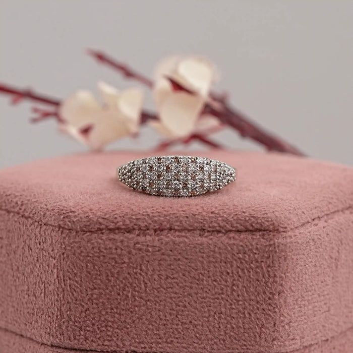 Fancy Brown Round Diamond Pave Set Engagement Ring