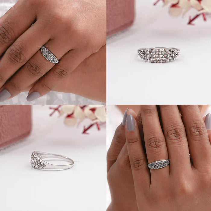 Fancy Brown Round Diamond Pave Set Engagement Ring